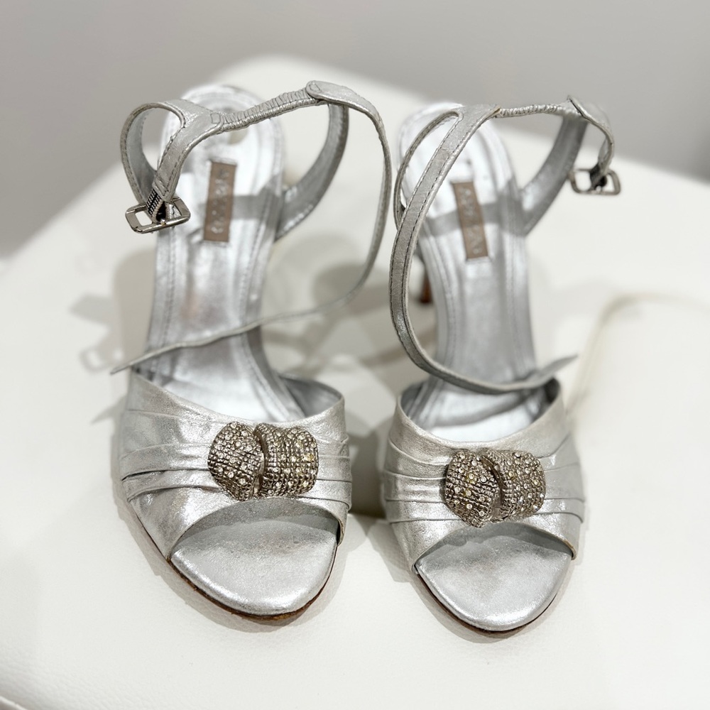 Silver ankle-lace Heel